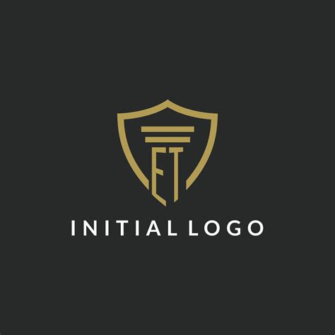 ET initial monogram logo with pillar and shield style design 15160585 ...