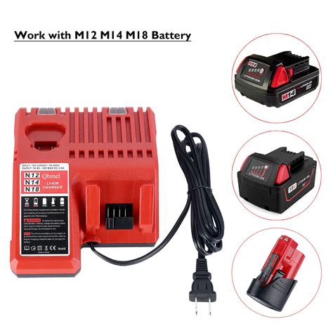 M12 M18 Multi Voltage Lithium Ion Battery Charger for Milwaukee 48-59 ...