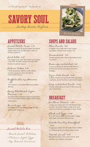 Soul Food Menu Templates - MustHaveMenus