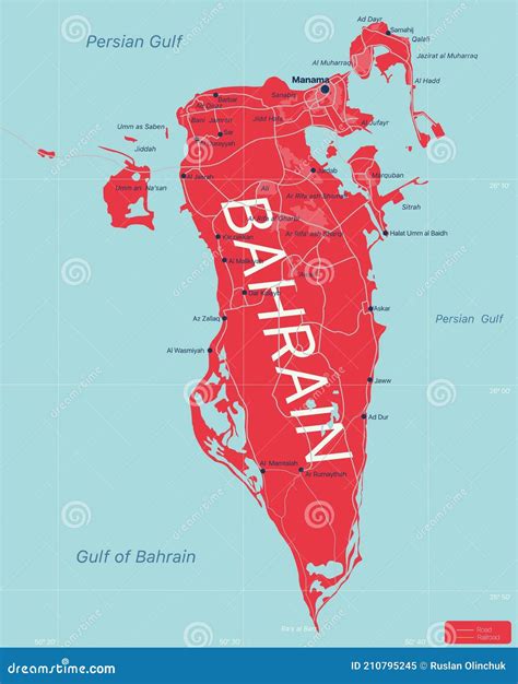 Bahrain Country Detailed Editable Map Stock Vector - Illustration of atlas, travel: 210795245