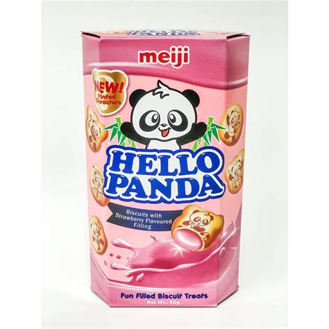 Meiji Hello Panda Biscuits w/ Strawberry Flavoured Filling 50g