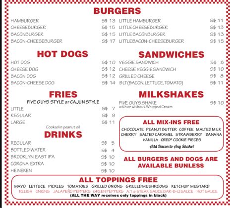 Five Guys Menu Singapore & Updated Prices 2023