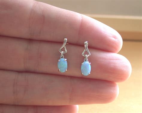 925 Blue Opal Earrings/Sterling Silver Blue Opal Earrings/Opal Jewellery/Opal Jewelry/Opal ...