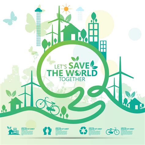 Flat Style Green Save the World Poster - Download Free Vectors, Clipart ...