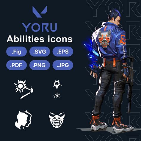 Valorant Yoru Agent Abilities Icons SVG PNG EPS Pdf Figma Vector Logo for Gaming Enthusiasts and ...