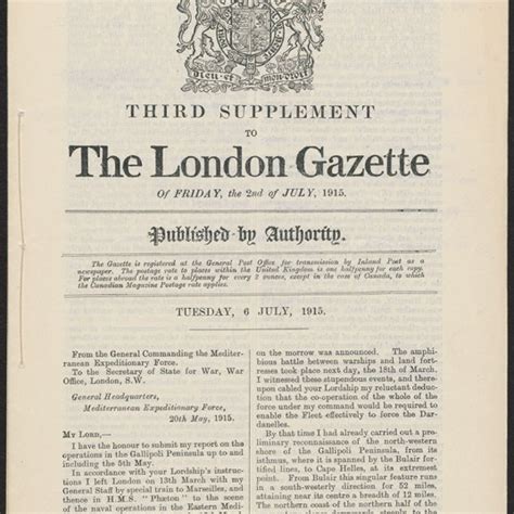 London Gazette – New South Wales Anzac Centenary – State Archives and ...