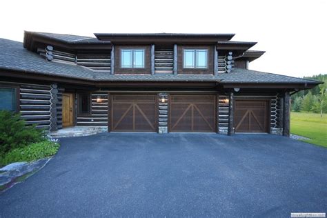 Home with Attached Garage | Log Home | Island Estate | Whitefish, MT | Log homes, Log homes ...