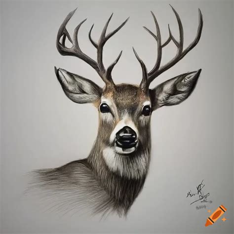 Realistic pencil drawing of a deer on Craiyon