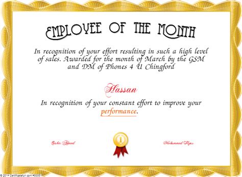 Funny Employee Of The Month Certificate Template - Invitation Templates Design | Certificate ...