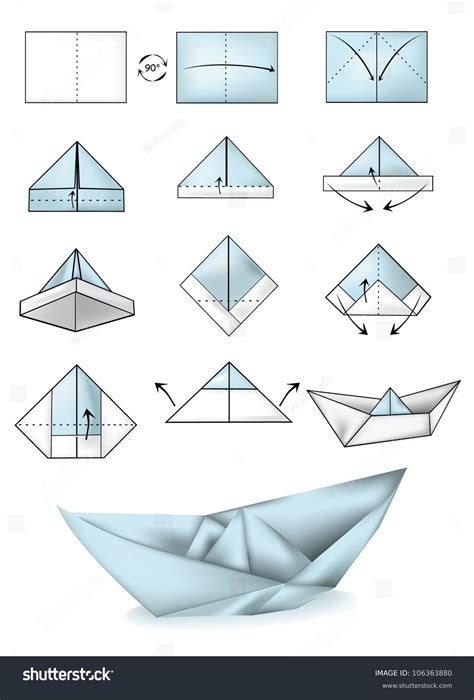 Paper Boat Instructions Illustration Tutorial Stock Vector 106363880 - Shutterstock