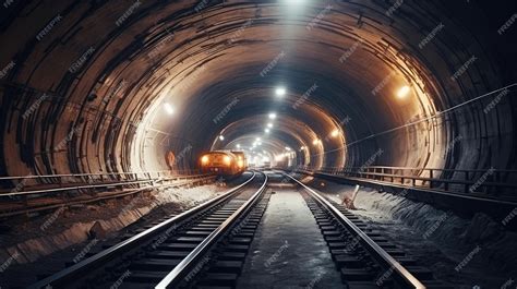 Premium AI Image | Railway tunnel construction site Blurry straight ...