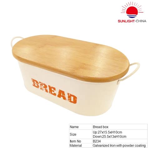 Metal Bread Bin/ Bread Box/food Storage With Wooden Lid - Buy Wooden Lid,Metal Storage Bins With ...