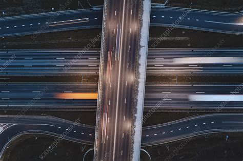 Aerial view of highway traffic lights in Kaunas, Lithuania - Stock ...