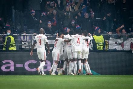 Olympique Lyonnais Players Cheer After Scoring Editorial Stock Photo ...