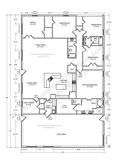 30x60 Barndominium Floor Plans With Shop