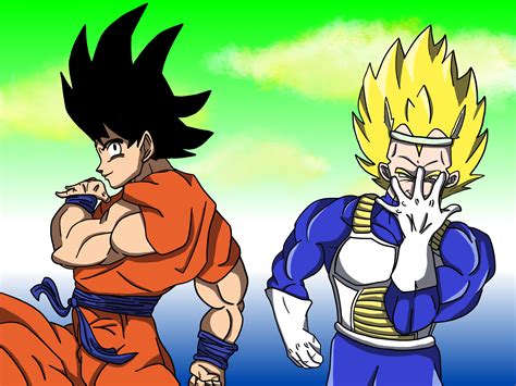 Goku and Vegeta in one of my favorite poses. (Criticism welcome) : r/dbz