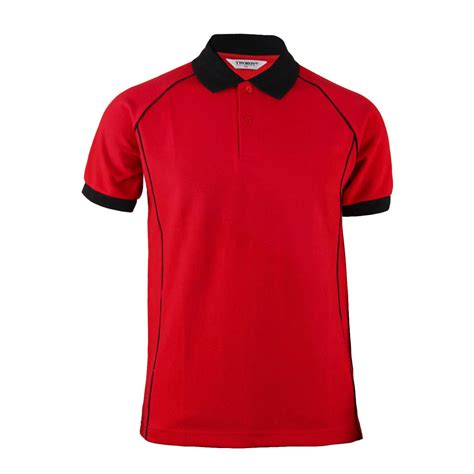 BCPOLO Men's Fashion Cotton Polo Red Shirt Black Design Point Short ...