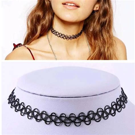 2016 collares Vintage Stretch Tattoo Choker Necklace Punk Retro Gothic Elastic Pendants ...