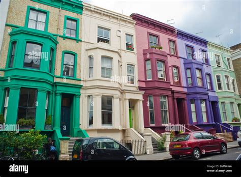 London, England, UK, Front, Attached Houses in city, Near Portobello ...