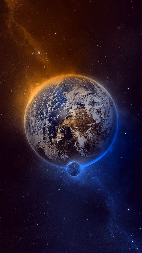 Orange and Blue Galaxy, Calm, Earth, Space, Moon, Atmosphere HD phone wallpaper | Pxfuel