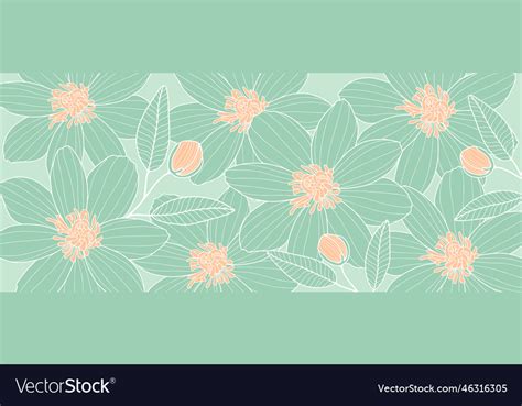 Green floral with flowers Royalty Free Vector Image