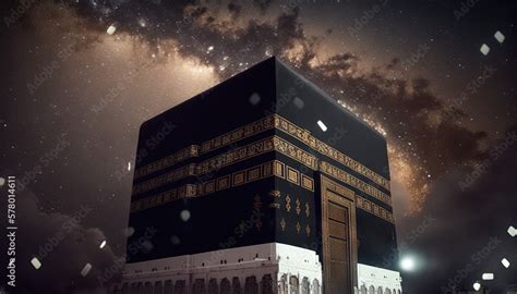 Kaaba in Mecca with night sky. Concept. Generative AI. Stock Illustration | Adobe Stock