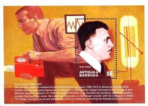 Souvenir Sheet: Hans Geiger (1882-1945), inventor of the Geiger counter (Antigua and Barbuda ...