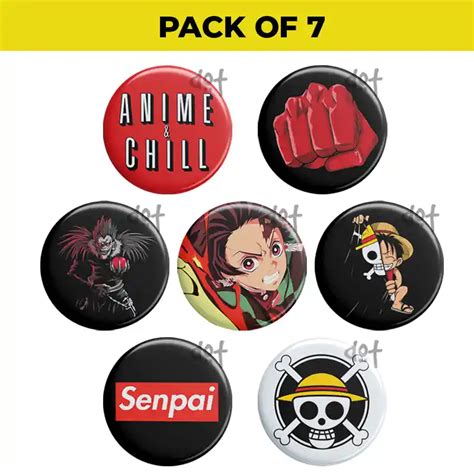 Anime Combo - Pack of 7 - Button Badge - Dot Badges