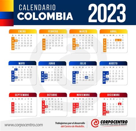 Calendario 2023 Con Festivos Colombia Excel - Image to u