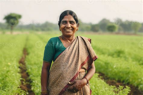 Woman indian farmer smiling. Generate Ai 27997372 Stock Photo at Vecteezy