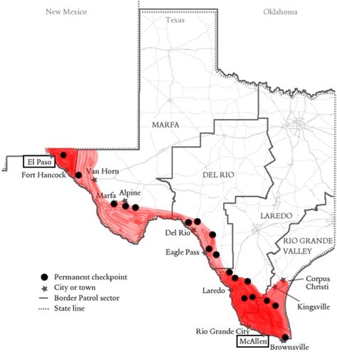 Border Patrol Checkpoints Map | Color 2018