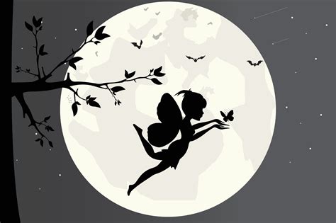 cute fairy and moon silhouette 3485461 Vector Art at Vecteezy