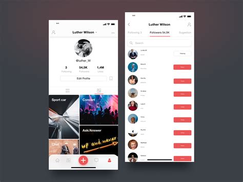 Social media app design by Perfsol on Dribbble