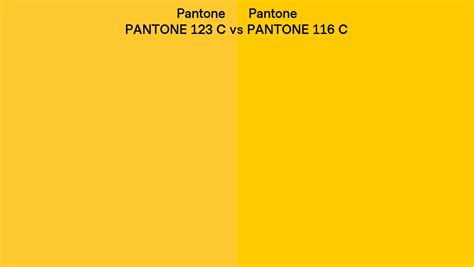 Pantone 123 C vs PANTONE 116 C side by side comparison
