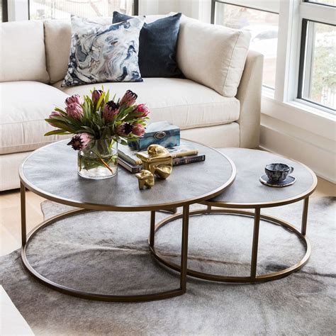 Shagreen Nesting Coffee Table, Brass – High Fashion Home | Coffee table, Living room furniture ...