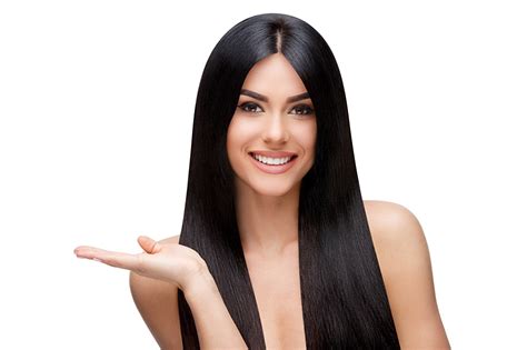 Pictures Model Smile Beautiful Hair female Staring White background