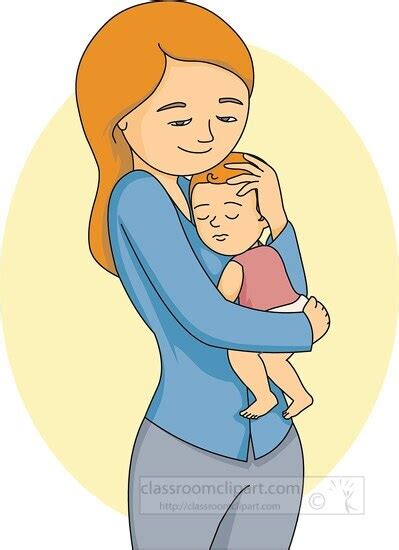 Family Clipart-mother holding a baby with head on shoulder