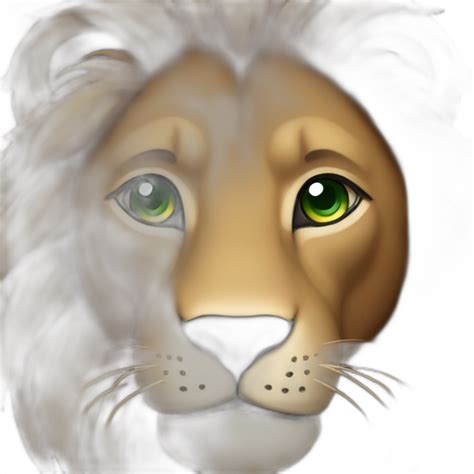 a cute lion with a shaggy mane and hazel eyes | AI Emoji Generator
