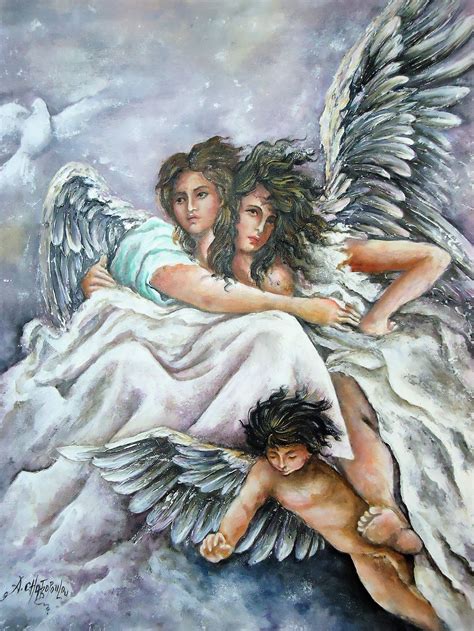 Three Angels Original Angel Painting Acrylic Painting on - Etsy