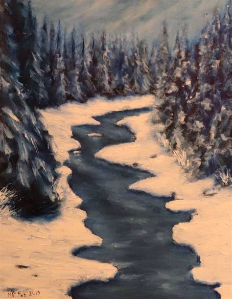 Winter River by mp2015 | River, Nature scenes, Landscape paintings