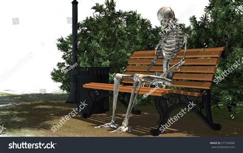 Skeleton Sitting On Park Bench Under A Tree Stock Photo 271554098 : Shutterstock