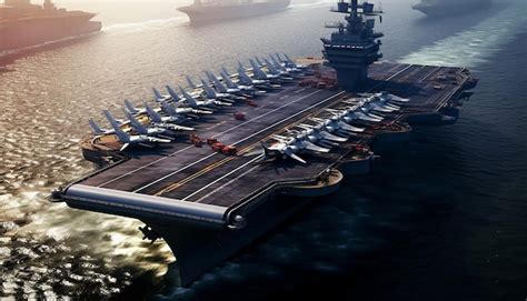 Premium Photo | Carrier based aircraft launches and takes off