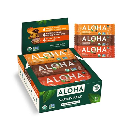 ALOHA Plant Based Protein Bars, Protein Bar Variety Pack, 14g Protein ...