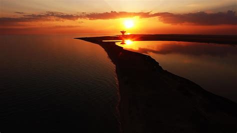 An aerial view of a beautiful sunset over the sea 9634893 Stock Photo ...