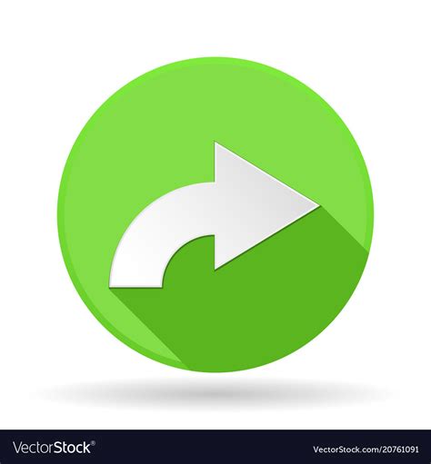 Arrow icon green round sign with shadow right Vector Image