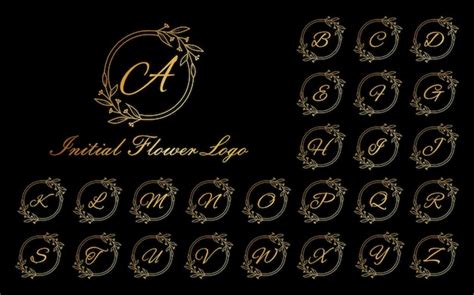 Premium Vector | Set of luxury circle alphabet letter floral design. elegant gold alphabet royal ...