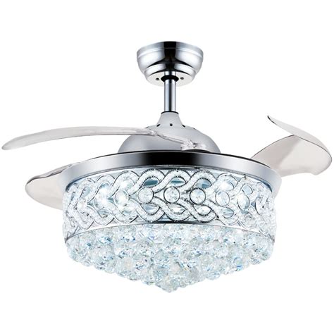 42 Inch Modern Chandelier Crystal Ceiling Fan with Light Remote ...