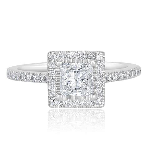 Princess Cut Diamond Halo Ring 1.10ct | Pravins