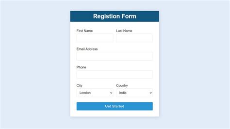 Responsive Registration Form using HTML and CSS