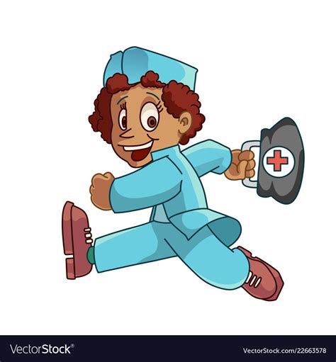 Health worker rushing to the job Royalty Free Vector Image